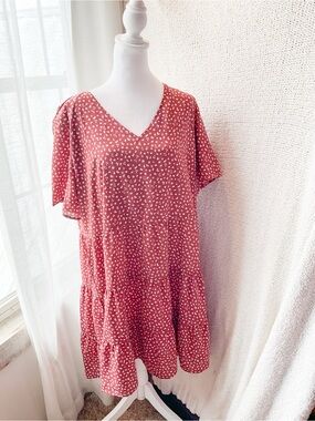 BTFBM Rust Red Ditsy Print Sleeveless Shift Top